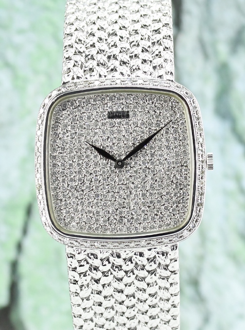 (image for) 100% ORIGINAL PIAGET 18K WHITE GOLD MANUAL WINDING DIAMOND WATCH / 9775D2
